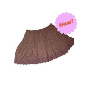 Mauve/Wild Ginger Cordoroy Skirt,elastic Waist,size Extra Small